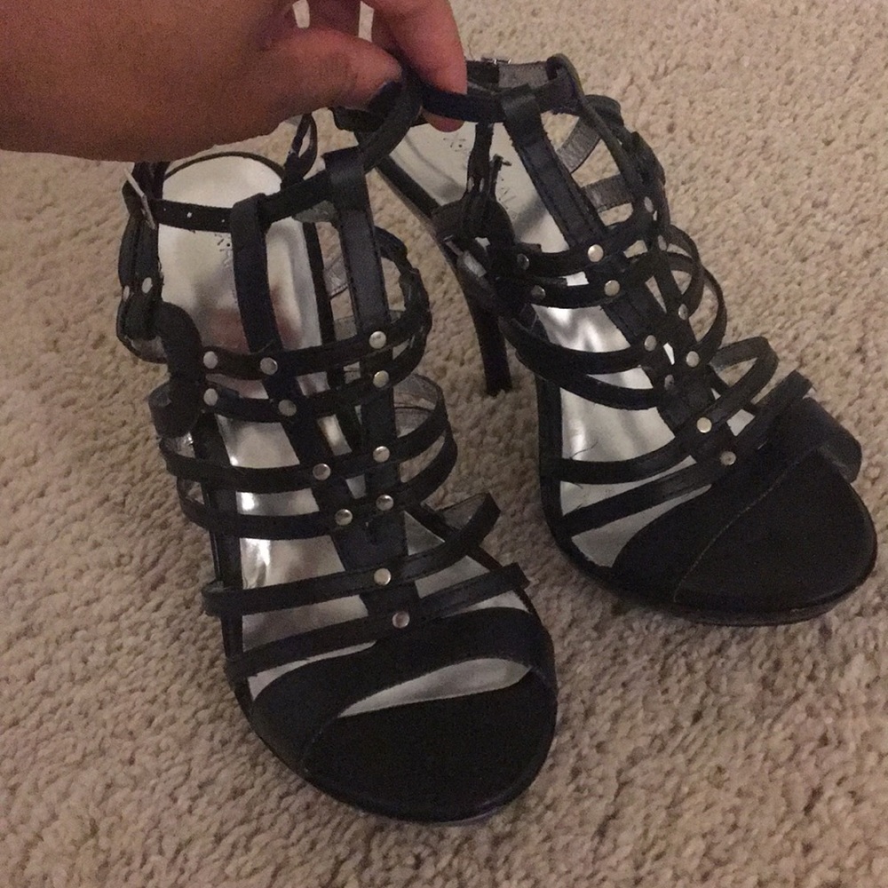 Black Strapped Heels - Gently Used